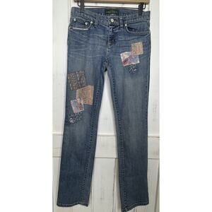 LRL Lauren Jeans Ralph Lauren Rare Patchwork Boho Cowgirl Embroidered Denim 2